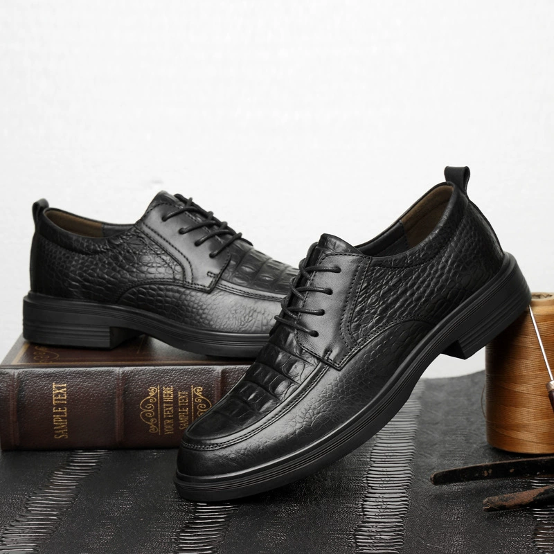 Men's leather breathable footwear, work fashionable classic suit, shoes, cowhide, Korean style, plus size