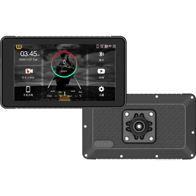 Трансграничный мотоциклетный рекордер, проекция экрана Carplay, навигация BSD, 1080p, обнаружение давления в шинах, водонепроницаемый, большой экран 5inch