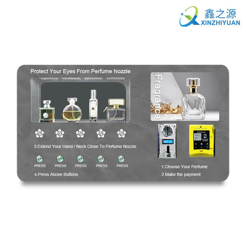 Gabinete de venta de autoservicio de spray automático extranjero, máquina expendedora de perfumes pequeños inteligentes con IA, máquina expendedora no tripulada montada en la pared