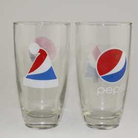 玻璃贴花杯 机吹杯带logo 可定制广告礼品杯子 可乐杯果汁杯子