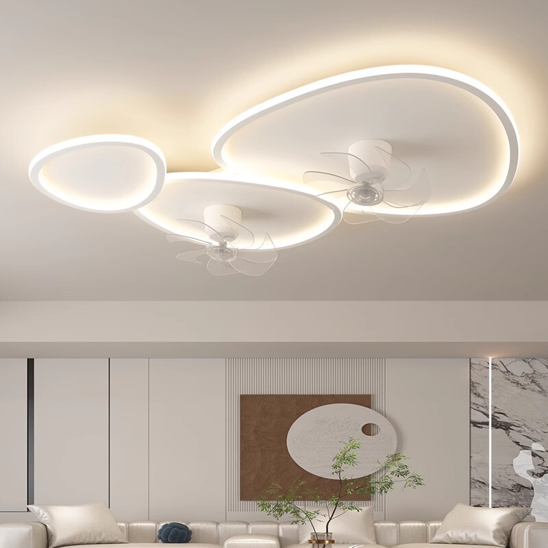 Fan Lamp Living Room Ceiling Full Spectrum Modern Simple Shaking Head New Main Lamp Bedroom Room Fan Integrated