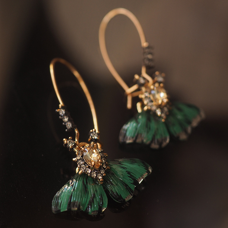Alexisbittar Butterfly Enamel Craft European And American Style Mid-ancient Vintage Earrings