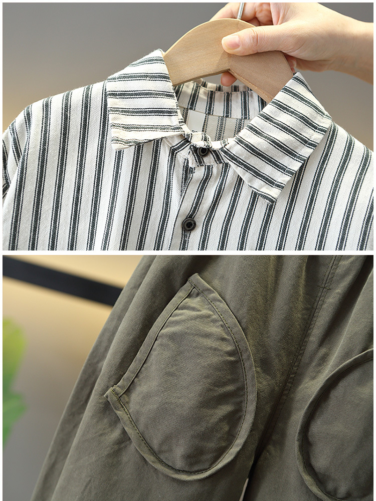 6144 Traje de otoño para niños 2025 Nuevo bebé Primavera y otoño Camisa casual coreana para niños Chaqueta de tres piezas