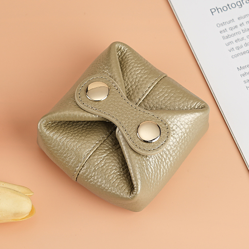 おしゃれ日韩系小銭入れソフト牛革ミニイヤホンキー女性コイン口赤収纳バッグ豆カバン