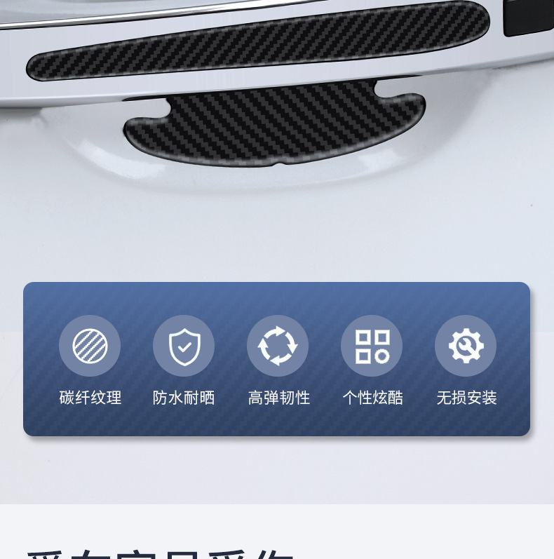 Cross-Border Car Door Handle Anti-Collision Strip, Door Handle Anti-Scratch Protective Carbon Fiber Pattern Door Edge Decoration