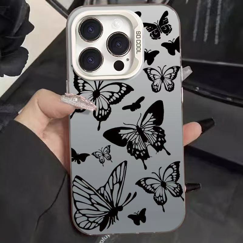 Mariposa negra para iPhone 16 funda para teléfono móvil Apple 15promax/14 anti-caída 13pro12 personalidad 11 mujer