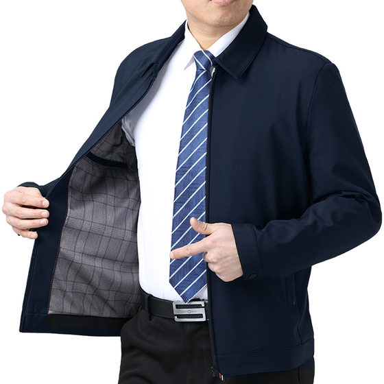 Men's Middle-aged Jacket Casual Coat Spring and Autumn New Men's Dad Top New Jacket Laps Coat