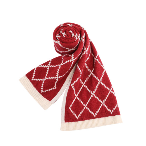 Winter scarf Christmas plaid versatile shawl student white wine red Korean style imitation cashmere scarf soft and warm