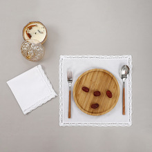 全棉素色棉花边手帕 纯棉白色黑色纯色花边手绢可DIY涂鸦扎染方巾