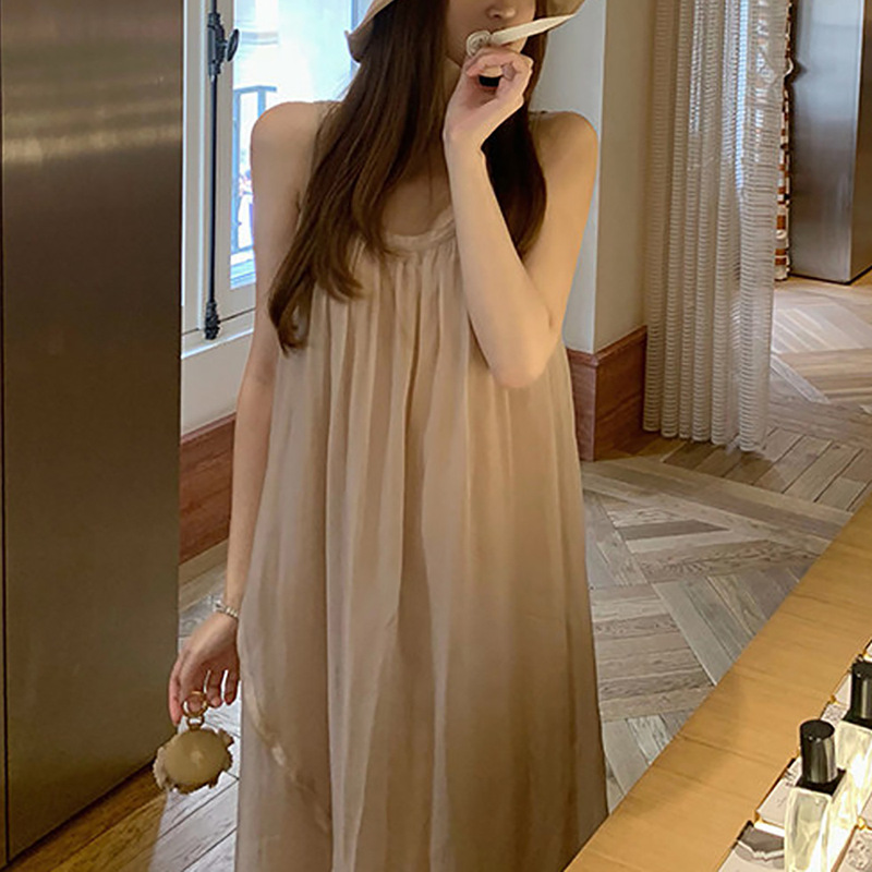 In Stock: Evening Fragrance Plain Beauty Pearl Luster Rayon Flowing Fairy Dress Summer Women's Loose Long Dress In Stock: Evening Fragrance Plain Beauty Pearl Luster Rayon Flowing Fairy Dress Summer Women's Loose Long Dress