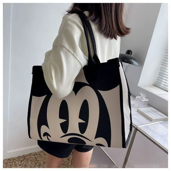 2025 Canvas Bag Women's Summer New Fashion Shoulder Bag Commuter Tote Bag Cartoon Handbag Mummy Bag