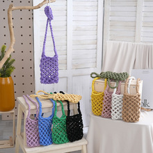 彩色斜挎棉线手机包镂空手工包编织包手机包小包包可爱夏天包包女