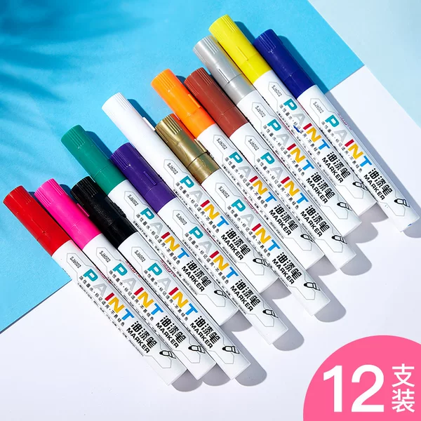 Waterproof paint pen, tire touch-up pen, industrial marking oil-based marker pen, DIY graffiti pen for stones, records, and cups