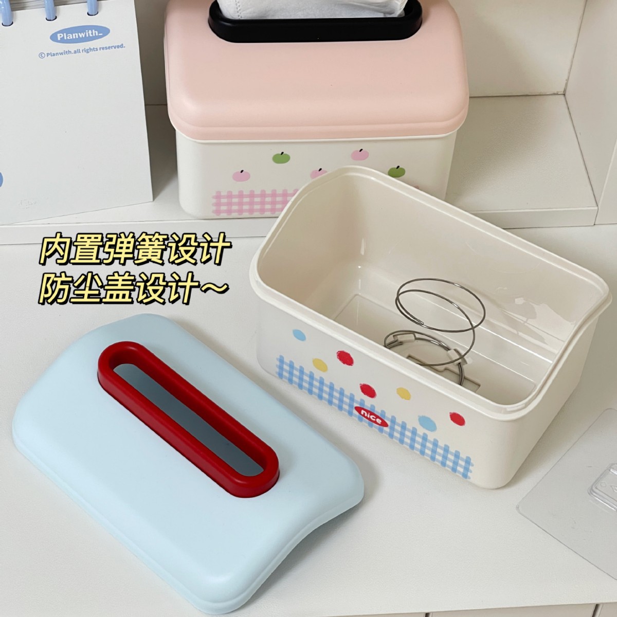 Caja de pañuelos de dopamina mesa de sala de estar linda servilleta de primavera caja de almacenamiento mesa de centro caja de papel de pared de dibujos animados creativos