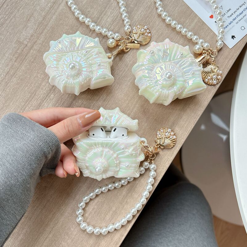 Han Feng Laser Pearl Conch airpods 4/3 Protective Cover Pro2 Apple Bluetooth 1/2 Generation Earphone Case