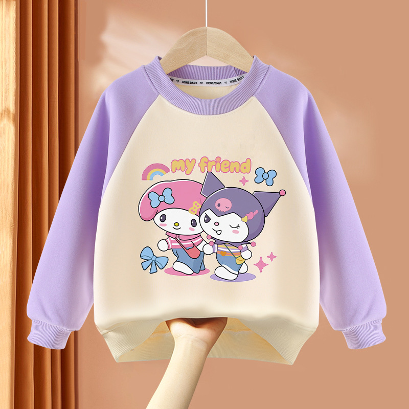 Girls' long-sleeved sweatshirts and T-shirts, new spring and autumn styles, fashionable clothes for girls.