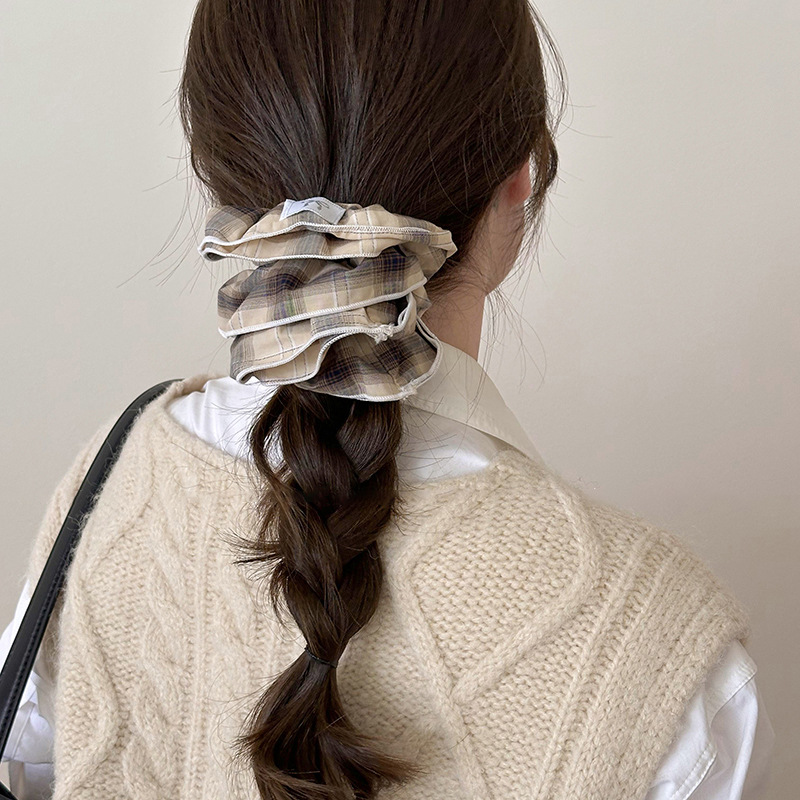 Fascia per capelli a quadri coreani con intestino crasso per donna 2024 Nuova corda per capelli ad alta elasticità e durevole con coda di cavallo che non danneggia la corda per capelli_voghion.com