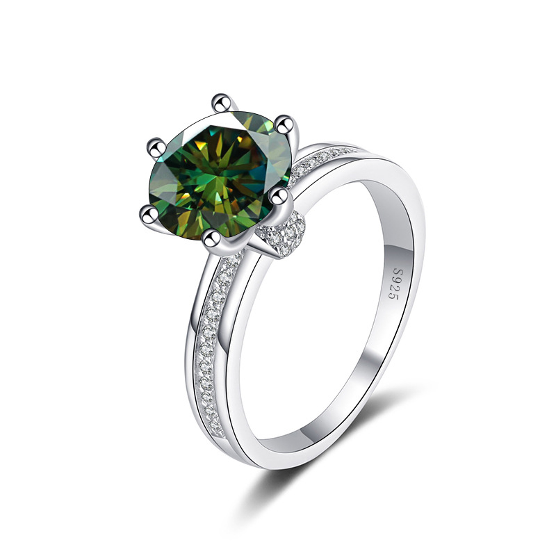 Ventas transfronterizas calientes de plata esterlina anillo de piedra de moissanita 3 quilates color D anillo de piedra de moissanita pequeño libro rojo