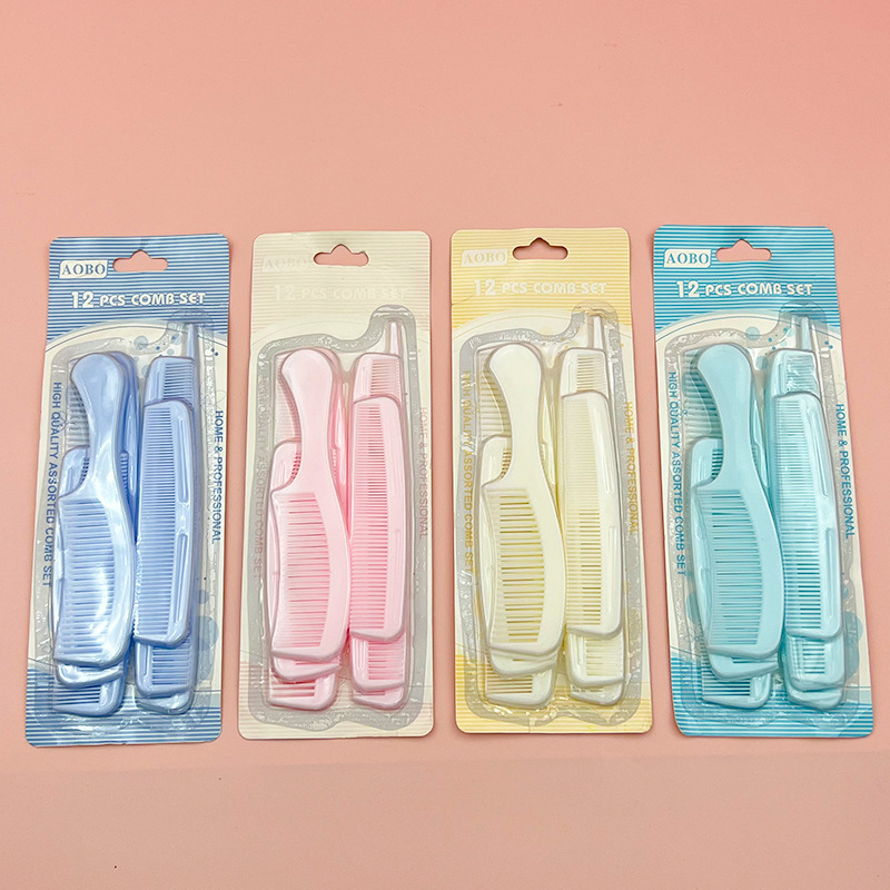 Fábrica directa para el hogar 12 conjuntos de peines de plástico al por mayor cabello peinero peines de cola afilada peines multipropósito cabeza redonda