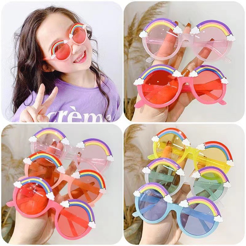 Factory Hot Selling New Children's Sunglasses Fashion Retro Literary Boys and Girls Baby Cartoon Rainbow Aviator Sunglasses Trend