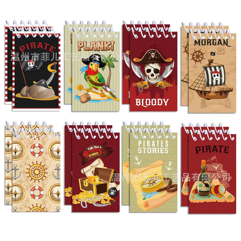 XQ059 Pirate theme vertical flip portable coil notebook pirate diary notebook sailing ship tearable loose-leaf book