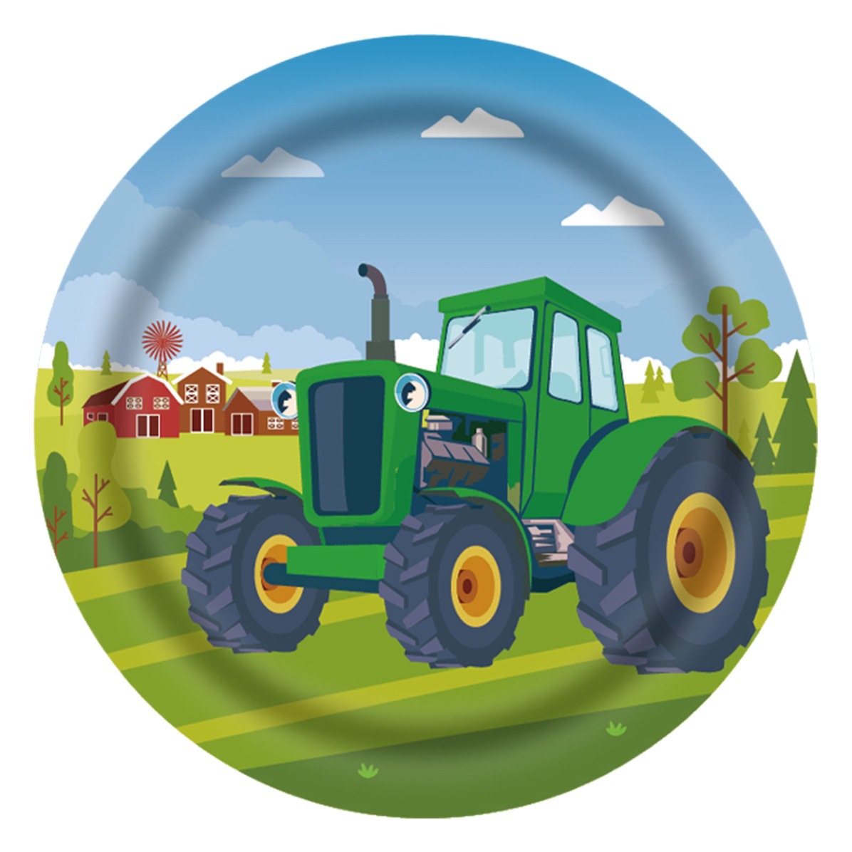 Juego de mantel con tema de tractor de fiesta de granja, comida de cumpleaños de coche, bandeja de papel desechable, taza de papel, mantel de toalla de papel