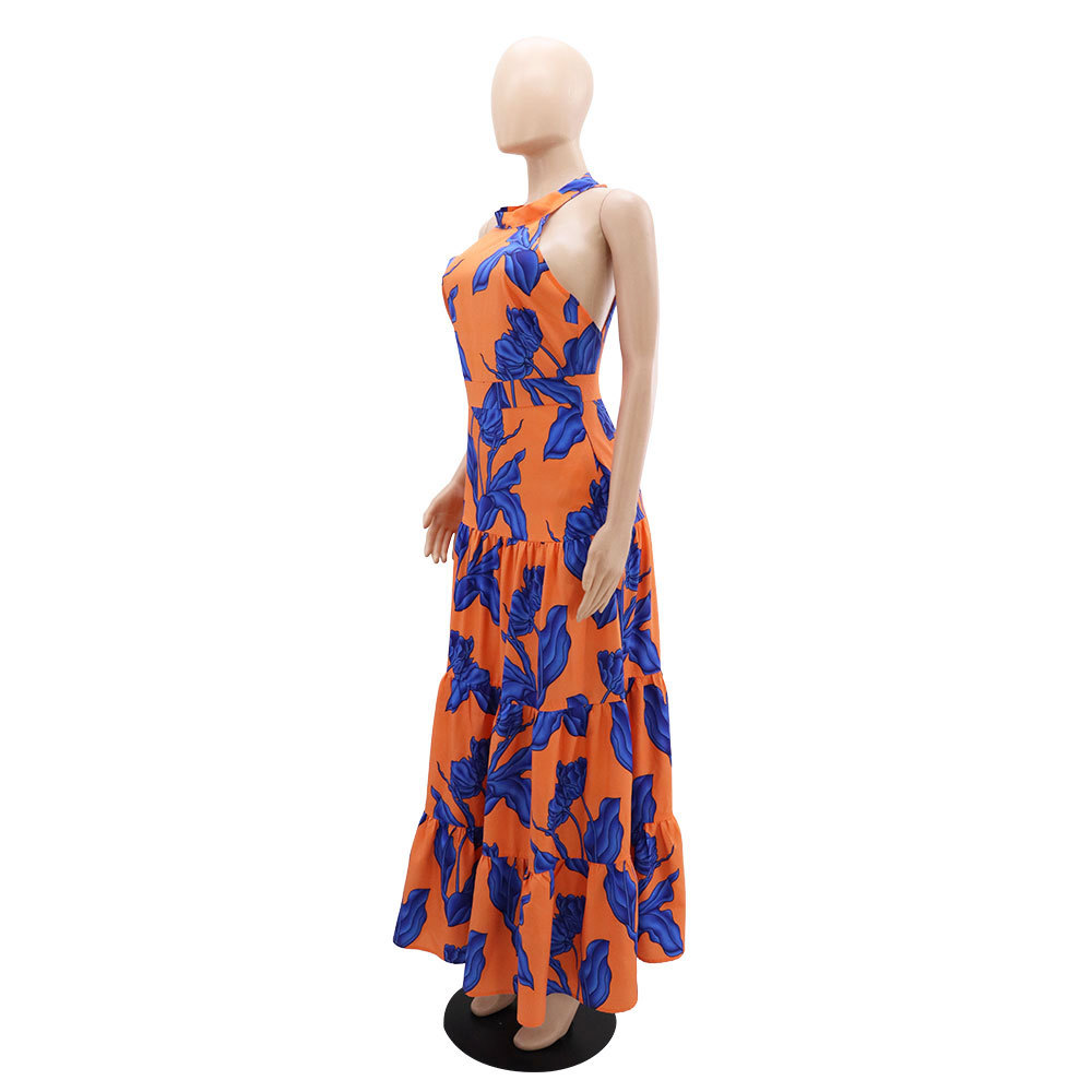 Women's Regular Dress Elegant Halter Neck Printing Sleeveless Printing Maxi Long Dress Daily display picture 9