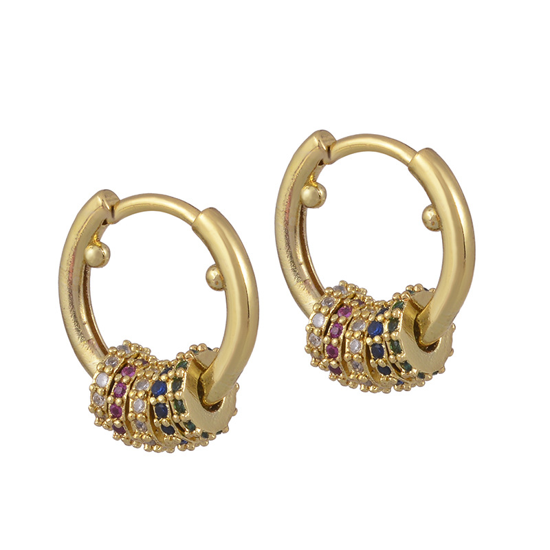 Boucles D&#39;oreilles Géométriques En Zircon Micro-incrusté De Cuivre À La Mode En Gros display picture 2