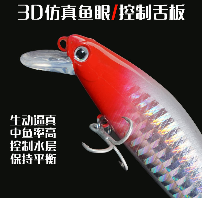 2 Pcs Sinking Minnow Fishing Lures Hard Baits Fresh Water Bass Swimbait Tackle Gear