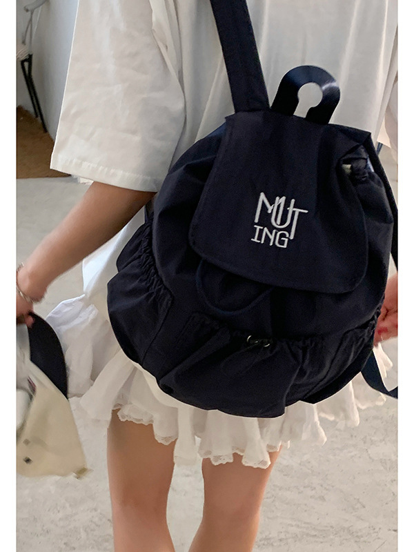 カジュアルナイロンキャンバスバックパック女性の 2025 新しいファッションレターバックパックカレッジスタイル大容量スクールバッグ|undefined