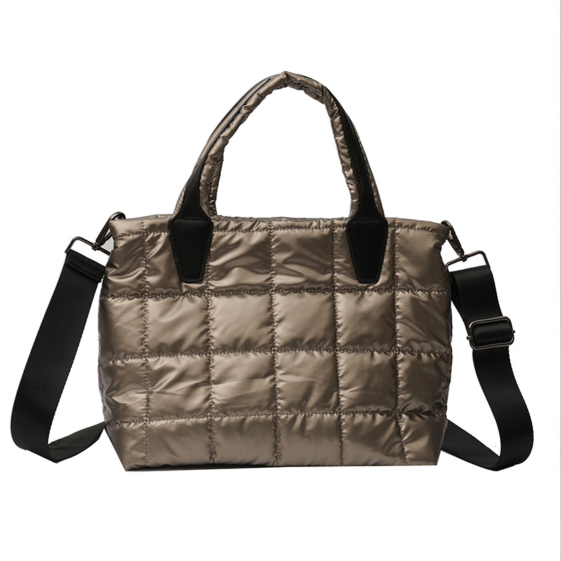 Bolso de mano acolchado de algodón de gran capacidad para mujer, nuevo bolso de moda 2024, bolso cruzado de hombro de alta gama para ir al trabajo