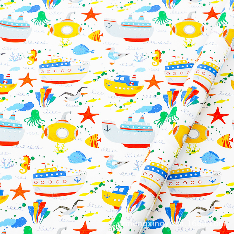 Nuevo papel de regalo creativo de dibujos animados de vacaciones de cumpleaños de hoja grande kindergarten bricolaje caja de regalo hecha a mano papel de embalaje papel decorativo