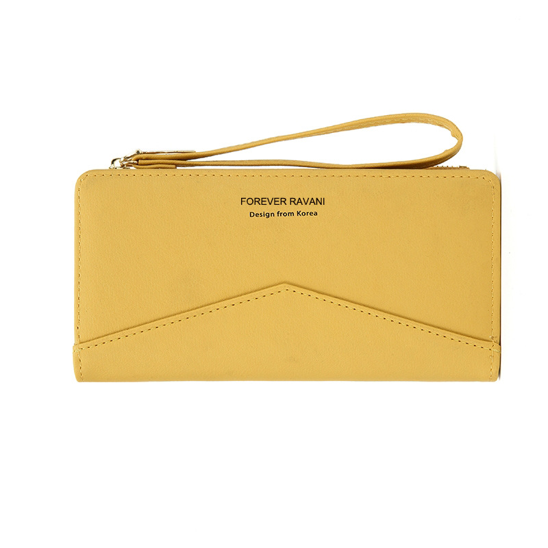 Haitao nuevo pu cartera simple japonés y coreano multi-Tarjeta embrague transfronterizo largo doble cartera color sólido