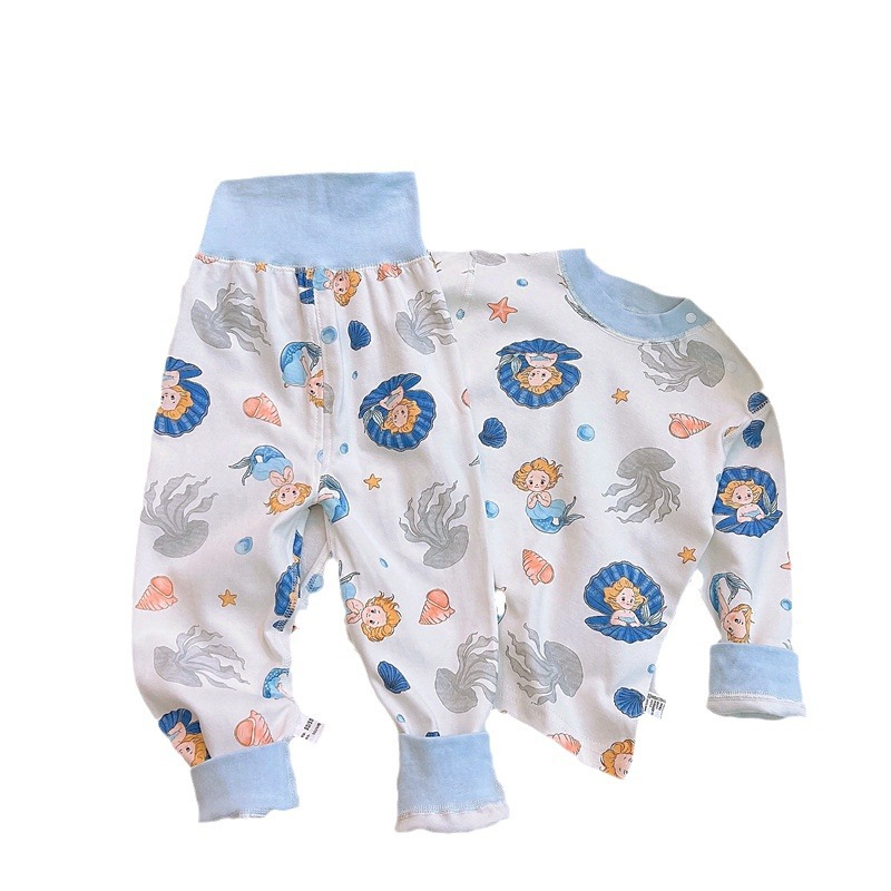 Conjunto de ropa interior para niños otoño nuevo bebé peinado algodón puro bebé cintura alta protección del vientre ropa de otoño pantalones largos ropa para niños