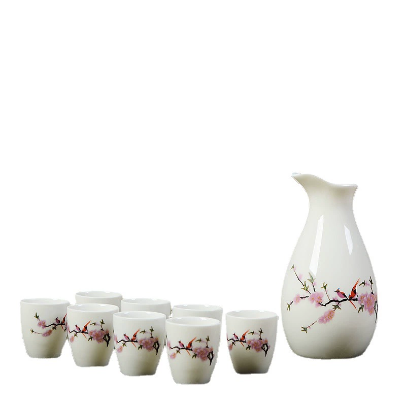 Ceramic set, wineglass, pocket flask, wine dispenser
