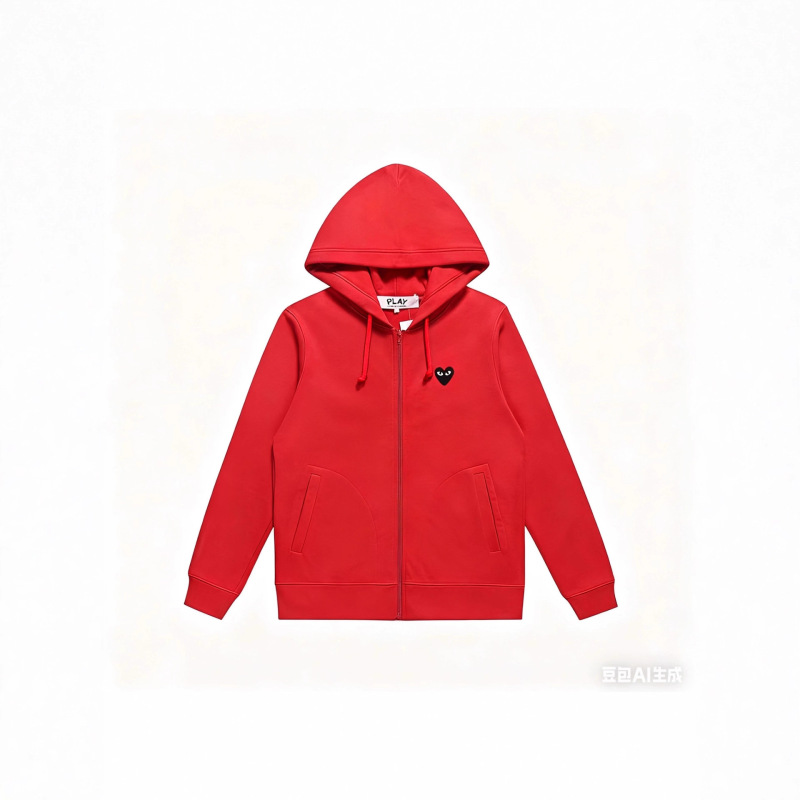 Play Heart Embroidery Zipper Cardigan Sweatshirt Men's Fleece Sweatshirt Men's Autumn Hooded Sweatshirt 2026 New Jacket