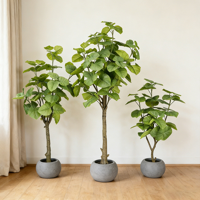 Decoración interior de imitación verde de lujo ligera de hojas de núcleo de bambú falsas plantas falsas de maceta de ventanas blandas paisajísticas decoraciones de suelo falsas plantas image 3