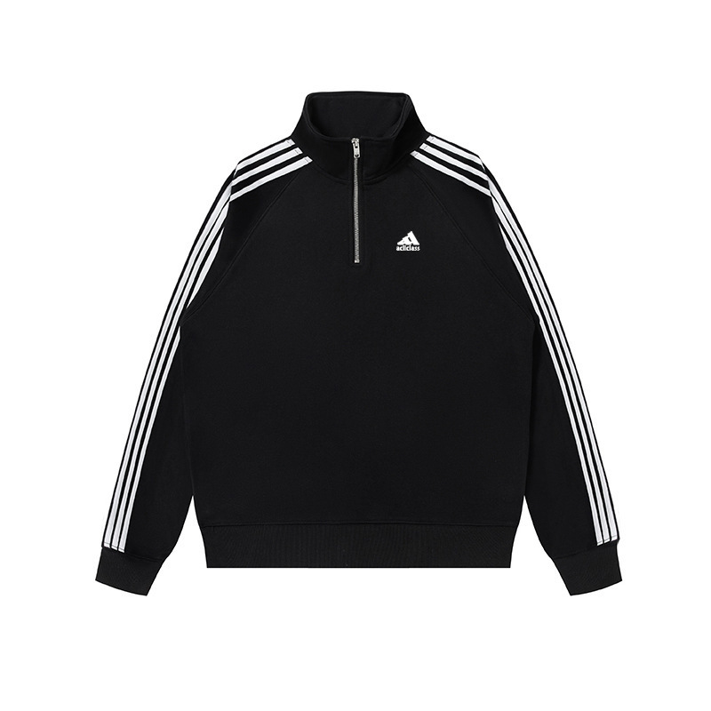High-End Version Stand Collar Sweatshirt for Men and Women, 2026 Spring New Heavyweight 4 Adidas Half-Zip Couple Sweatshirt