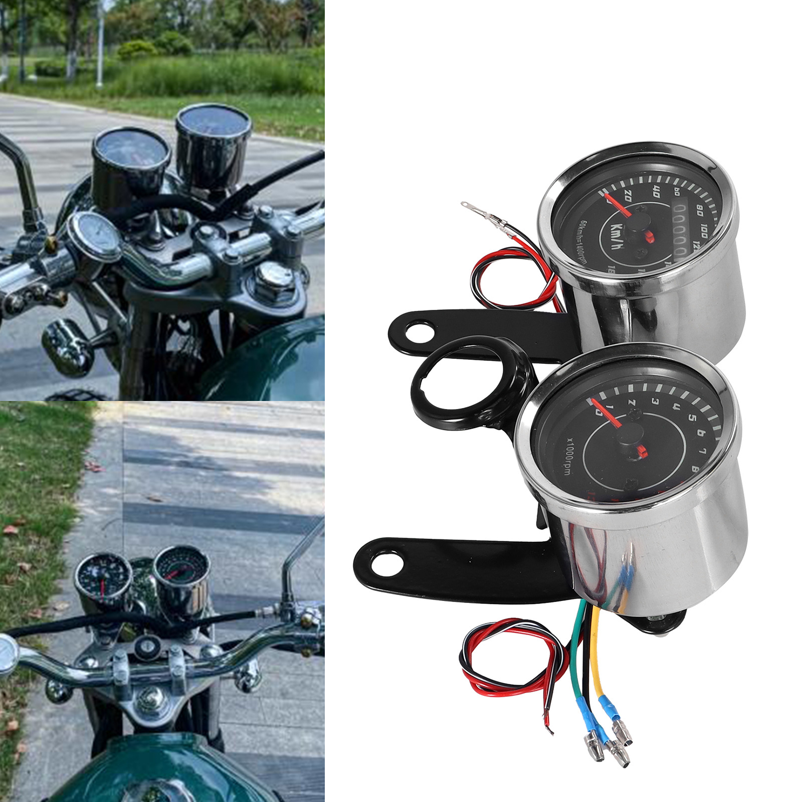 Modified Motorcycle Instrument Bracket Retro Cruiser Assembly Tachometer Pointer Speedometer Odometer Mechanical Set