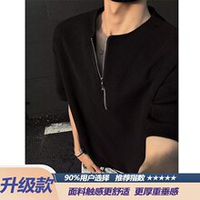 韩国男装代购轻熟亨利领竖条纹理感秋冬精工打底针织衫毛衣灰色棉