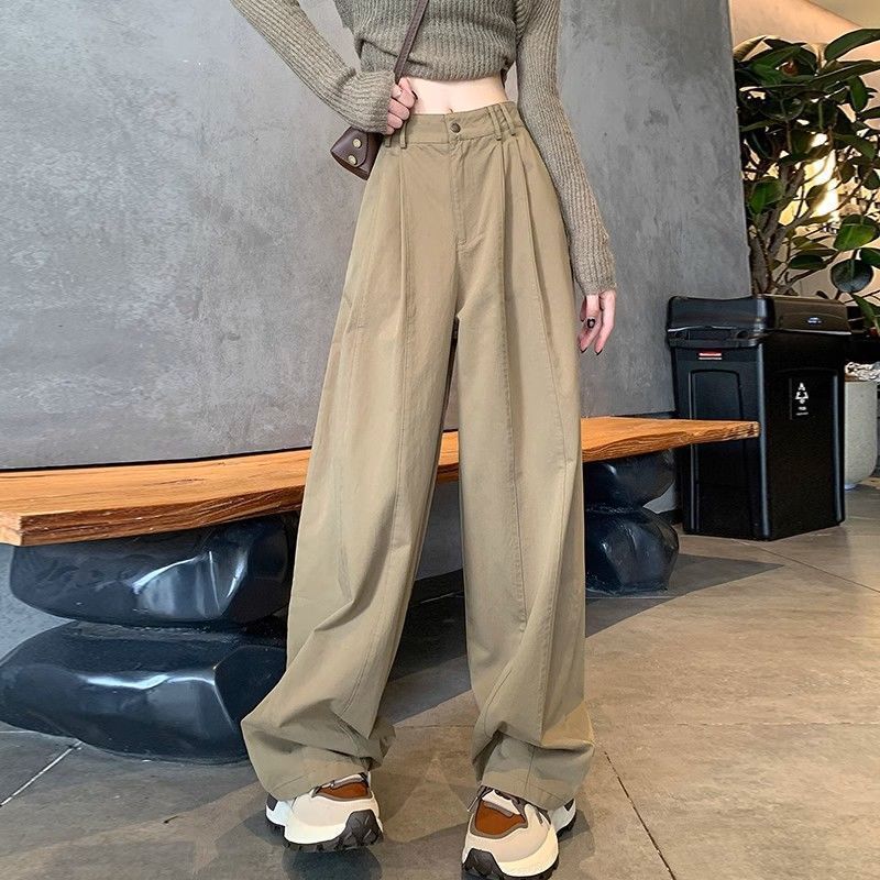 美式工装裤女2025秋季新款复古休闲高腰宽松显瘦直筒春秋阔腿裤子|undefined