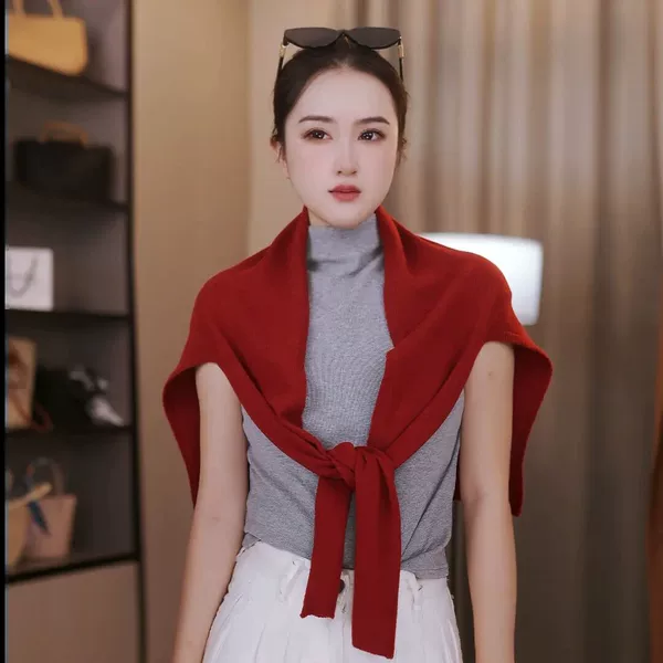 Autumn wool blend oversized T-shoulder drop-shoulder outdoor commuter neck-protecting knitted cardigan high-end