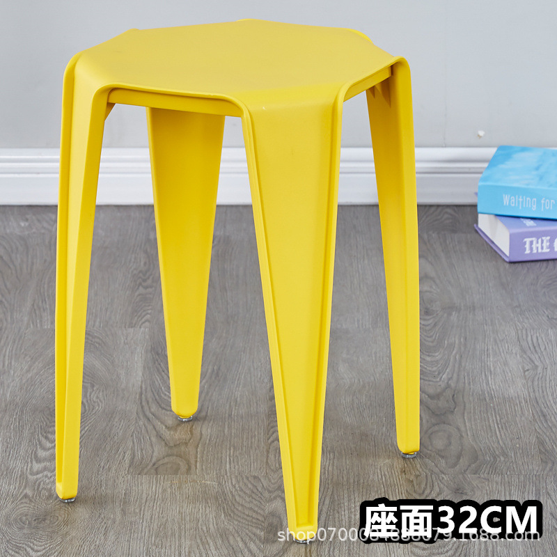 노란색-전체 플라스틱-사각형 의자-좌석 32CM