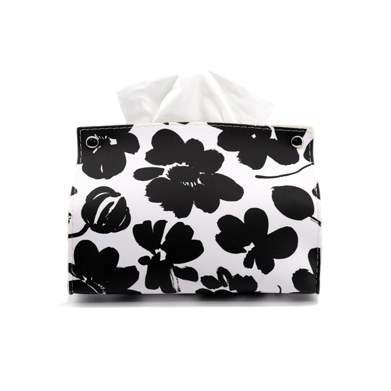 Caja de pañuelos de cuero con forma de flor para el hogar, baño, sala de estar, escritorio, hotel, casa de huéspedes, coche, portátil