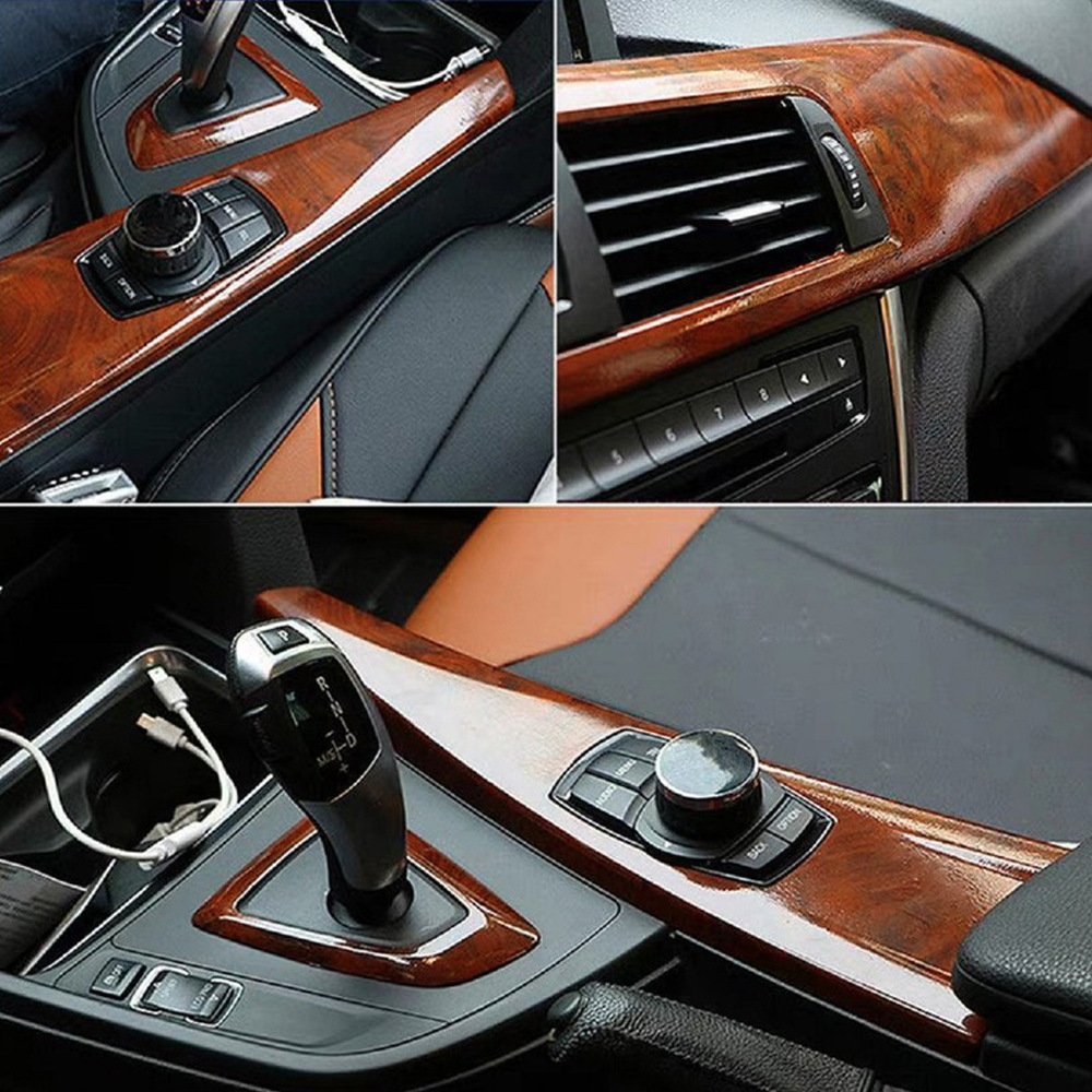 High-End Car Interior Color-Changing Film, Glossy Wood Grain and Sparrow Pattern Modification Sticker, Peach Wood Grain Central Control Renovation Sticker