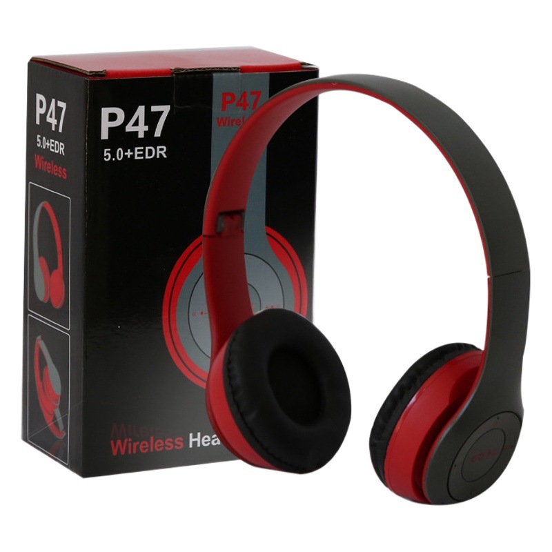 Audífonos Bluetooth P47 Over-Ear, Éxito de Ventas Transfronterizo, Audífonos con Bajos Potentes, Modelo 5.0 Plegable