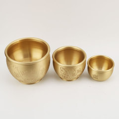 Factory wholesale copper cylinder ornaments brass rice jar, hundred blessings jar, treasure basin home decoration crafts decorative items