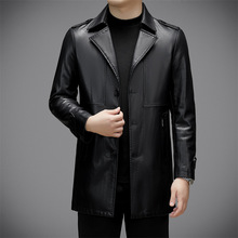 男士绵羊皮皮衣中长款真皮风衣高端休闲外套秋冬新款商务海宁上衣