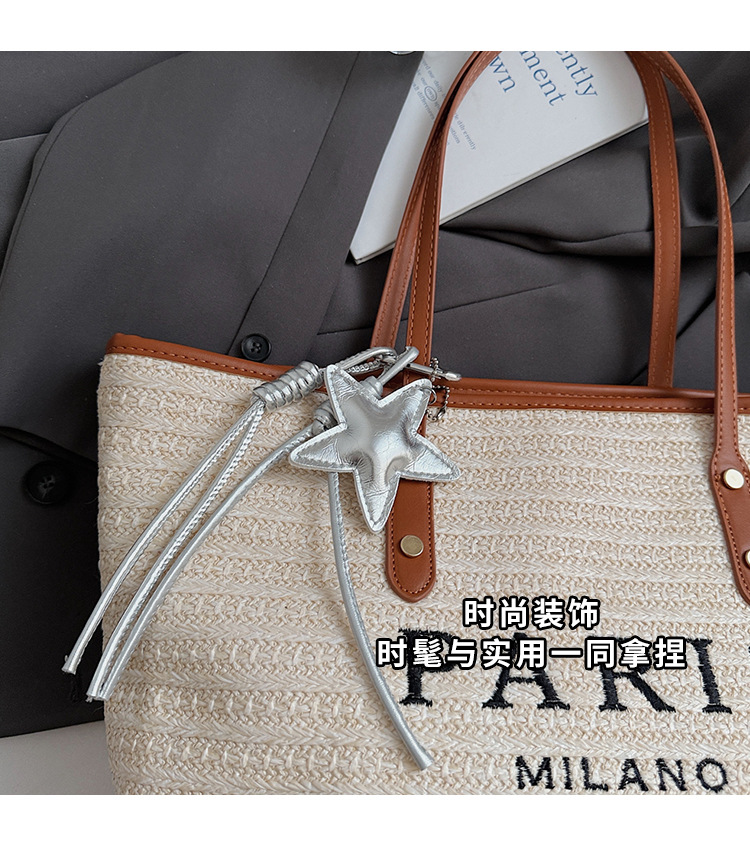 Summer striped woven large-capacity tote bag 2025 New style fashionable and trendy Korean style simple and elegant casual single-shoulder bag undefined