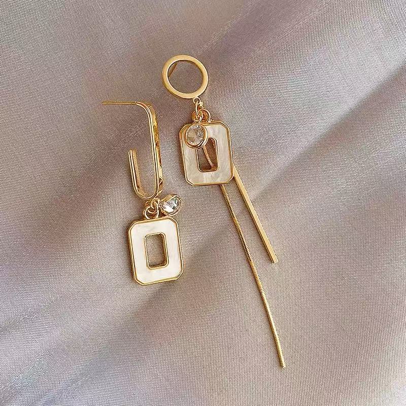Orecchini lunghi irregolari da donna in stile coreano, geometrici e tempestati di diamanti, con nappe e gocce d'olio, unici ed eleganti._voghion.com